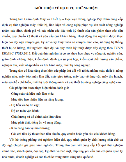 Dịch vụ thử nghiệm